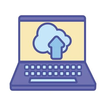 Cloud computing inside laptop line and fill style icon vector design 스톡 일러스트