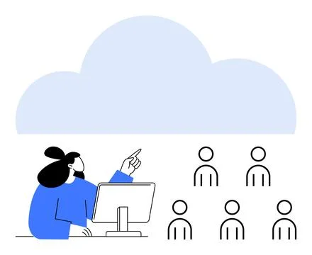 Cloud Computing Instructor Teaching Group Lesson on Digital Transformation Stockillustratie