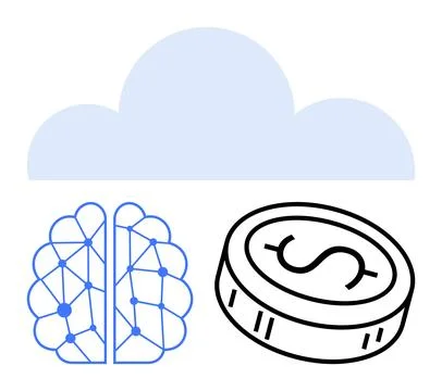 Cloud Computing Integrating AI Brain Algorithms and Financial Growth Stock Illustration