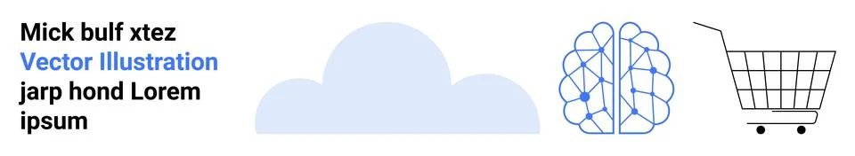 Cloud Computing Integration with AI and E-Commerce Concept Stock Illustration