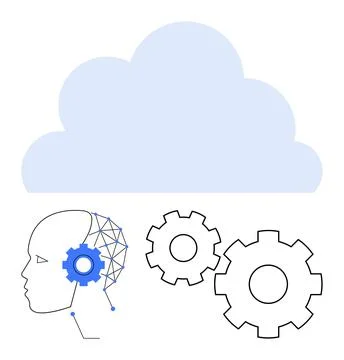 Cloud Computing Integration with Artificial Intelligence and Machine Learning Stock Illustration