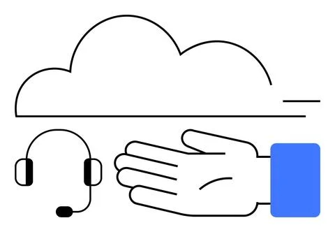 Cloud Computing Integration Customer Support and Service Concept in Simple .. 스톡 일러스트