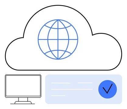Cloud Computing Integration with Global Connectivity and Data Security Veri.. 스톡 일러스트