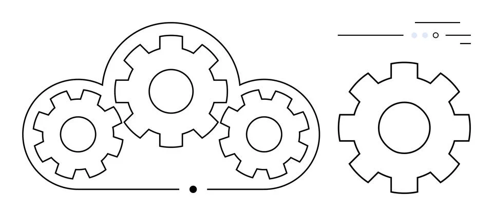 Cloud Computing Integration with Interlocking Gears Symbolizing Technology .. Stock Illustration