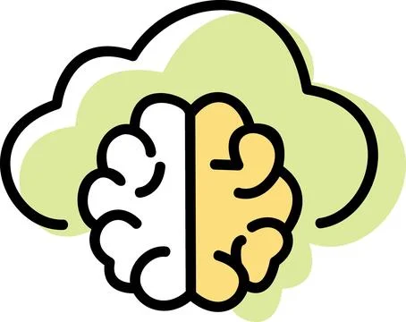 Cloud computing intelligent brain data icon Stock Illustration
