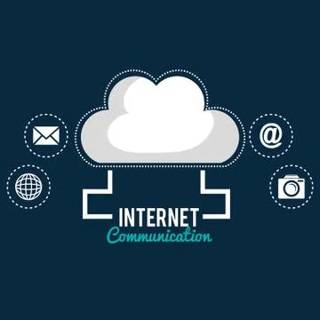Cloud computing with internet communication 스톡 일러스트
