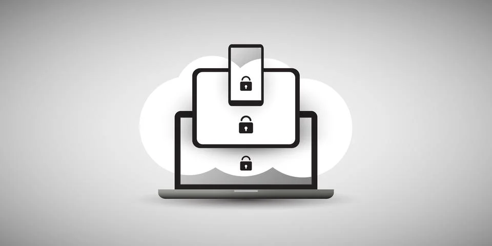 Cloud Computing, Internet Security, Information Safety, Data Protection Con.. 스톡 일러스트