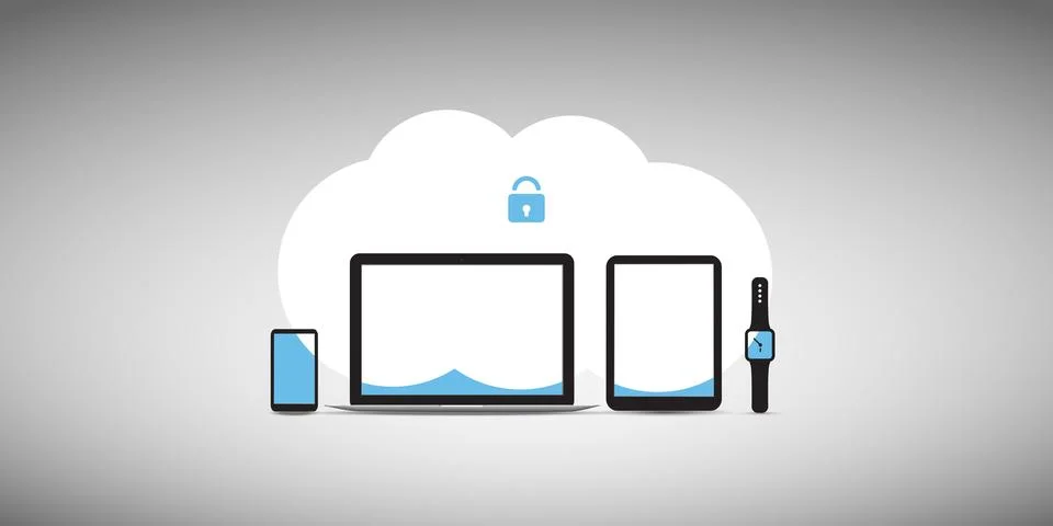Cloud Computing, Internet Security, Information Safety, Data Protection Con.. Illustrazione stock