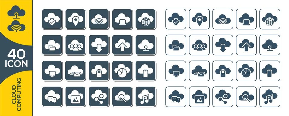 Cloud computing. Internet technology. Online services. Data, information secu Stock Illustration