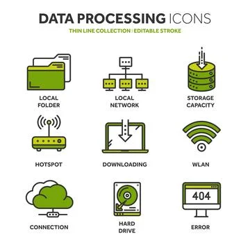 Cloud computing. Internet technology. Online services. Data, information Illustrazione stock