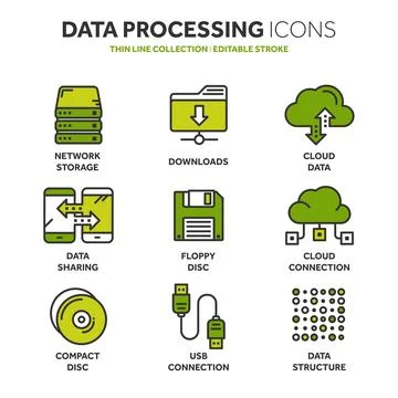 Cloud computing. Internet technology. Online services. Data, information Stock Illustration