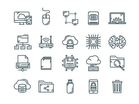 Cloud computing. Internet technology. Online services. Data, information Illustrazione stock