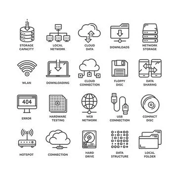 Cloud computing. Internet technology. Online services. Data, information Illustrazione stock