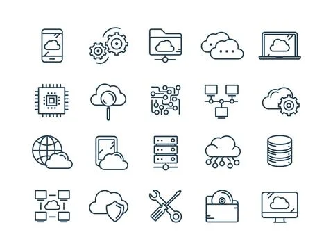 Cloud computing. Internet technology. Online services. Data, information イラスト素材