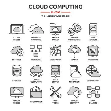 Cloud computing. Internet technology. Online services. Data, information イラスト素材