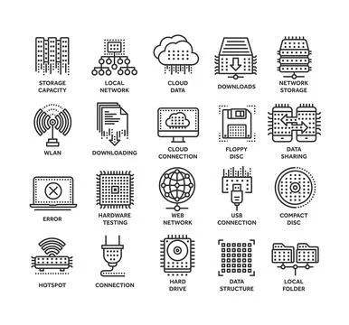 Cloud computing. Internet technology. Online services. Data, information Stock Illustration