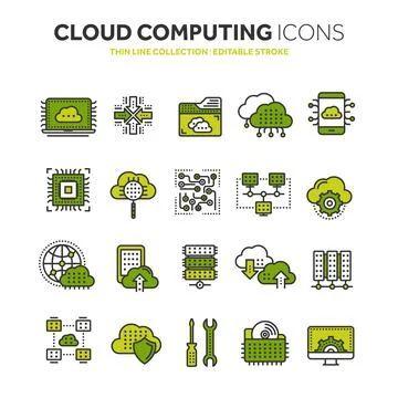 Cloud computing. Internet technology. Online services. Data, information 스톡 일러스트