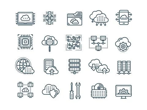 Cloud computing. Internet technology. Online services. Data, information 스톡 일러스트