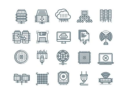 Cloud computing. Internet technology. Online services. Data, information Stock Illustration