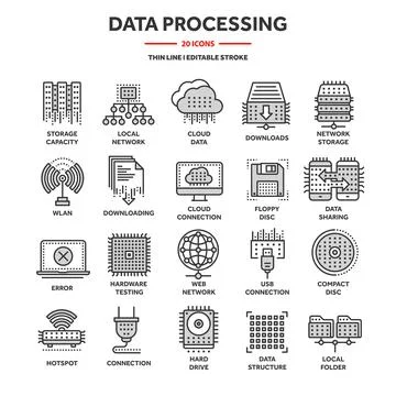 Cloud computing. Internet technology. Online services. Data processing Illustrazione stock