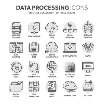 Cloud computing. Internet technology. Online services. Data, information Stock Illustration