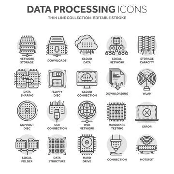 Cloud computing. Internet technology. Online services. Data, information Illustrazione stock