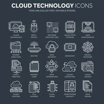 Cloud computing. Internet technology. Online services. Data, information 스톡 일러스트