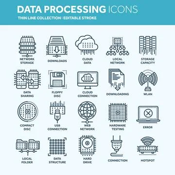 Cloud computing. Internet technology. Online services. Data, information Illustrazione stock