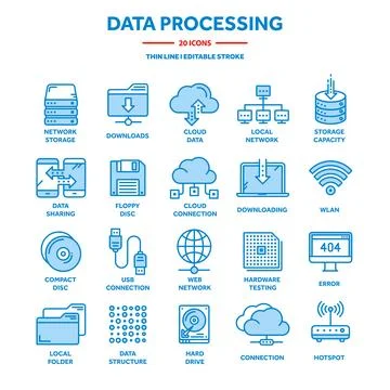 Cloud computing. Internet technology. Online services. Data processing Illustrazione stock