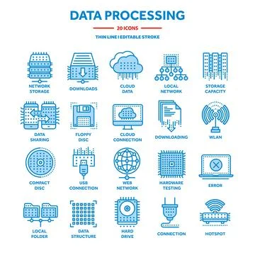 Cloud computing. Internet technology. Online services. Data processing Illustrazione stock