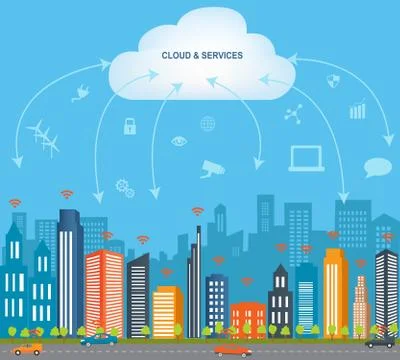 Cloud Computing &amp; The Internet of Things Stock Illustration