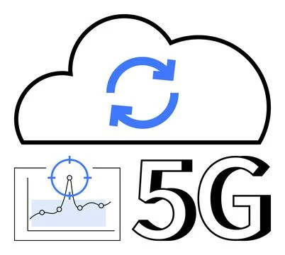 Cloud computing, IoT, data analytics, telecommunications, technology, 5G conn Stock Illustration