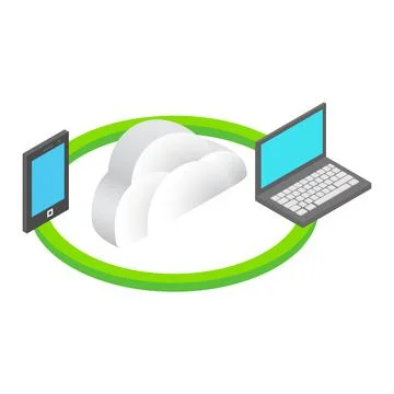 Cloud computing isometric 3d concept 스톡 일러스트