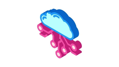 Cloud computing isometric icon animation Stock Footage 327280961