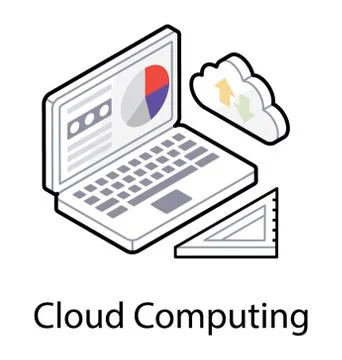 Cloud computing in isometric icon design 스톡 일러스트