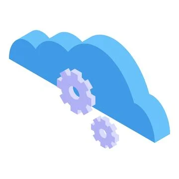 Cloud computing isometric icon showing gears working Stock Illustration