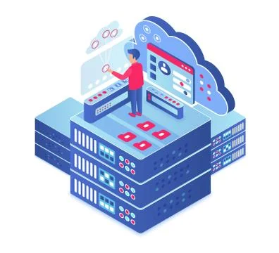 Cloud computing isometric vector illustration Stock Illustration