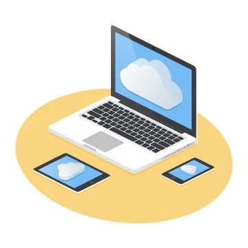 Cloud computing isometric vector illustration Stock Illustration