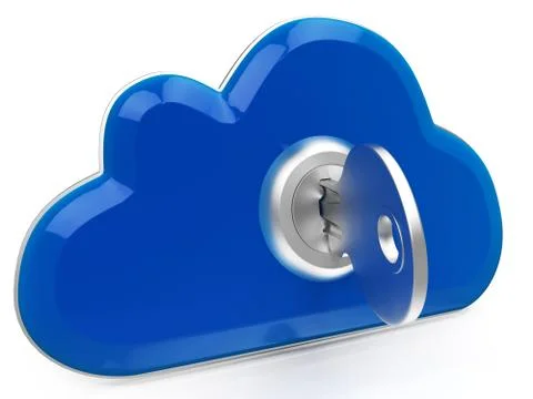 Cloud computing key meaning internet security Illustrazione stock