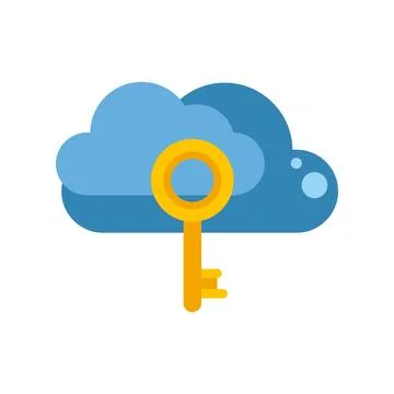 Cloud computing key protecting data security access 库存插图
