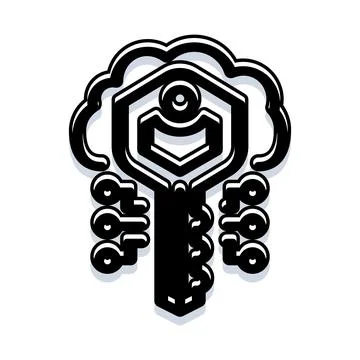 Cloud computing key protecting digital data access Stock Illustration