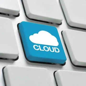 Cloud computing keyboard concept Stock Photos