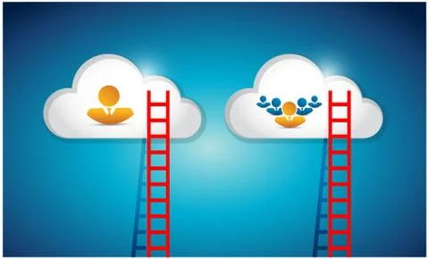 Cloud computing ladder avatar connection Illustrazione stock