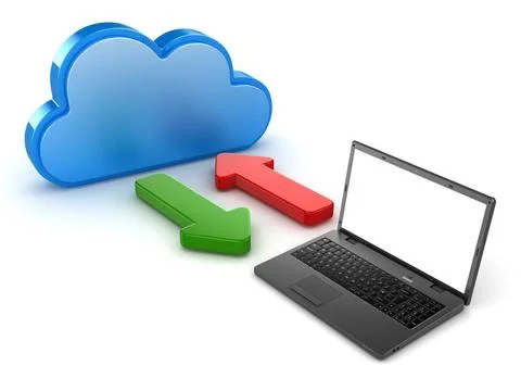 Cloud Computing with Laptop Cloud Computing with Laptop , This is a 3d Ren... Stock Photos