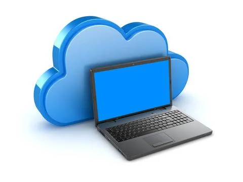 Cloud Computing with Laptop Cloud Computing with Laptop , This is a 3d Ren... Stock Photos