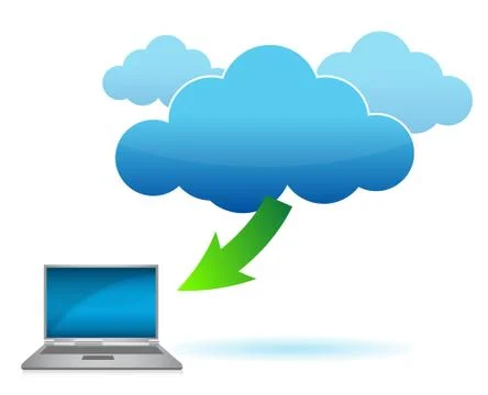 Cloud computing laptop concept illustration design over white Stock Illustration