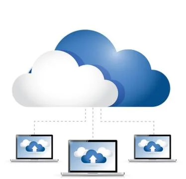 Cloud computing laptop connection illustration Stock Illustration