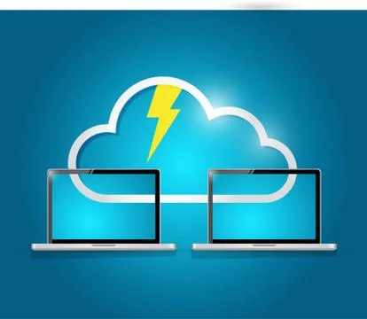 Cloud computing laptop electricity illustration Stock Illustration