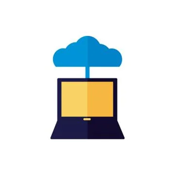 Cloud computing with laptop flat style Stock Illustration