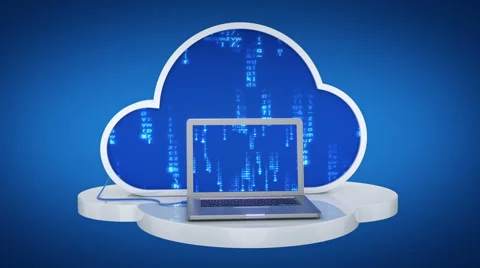 Cloud computing, laptop Stock Footage
